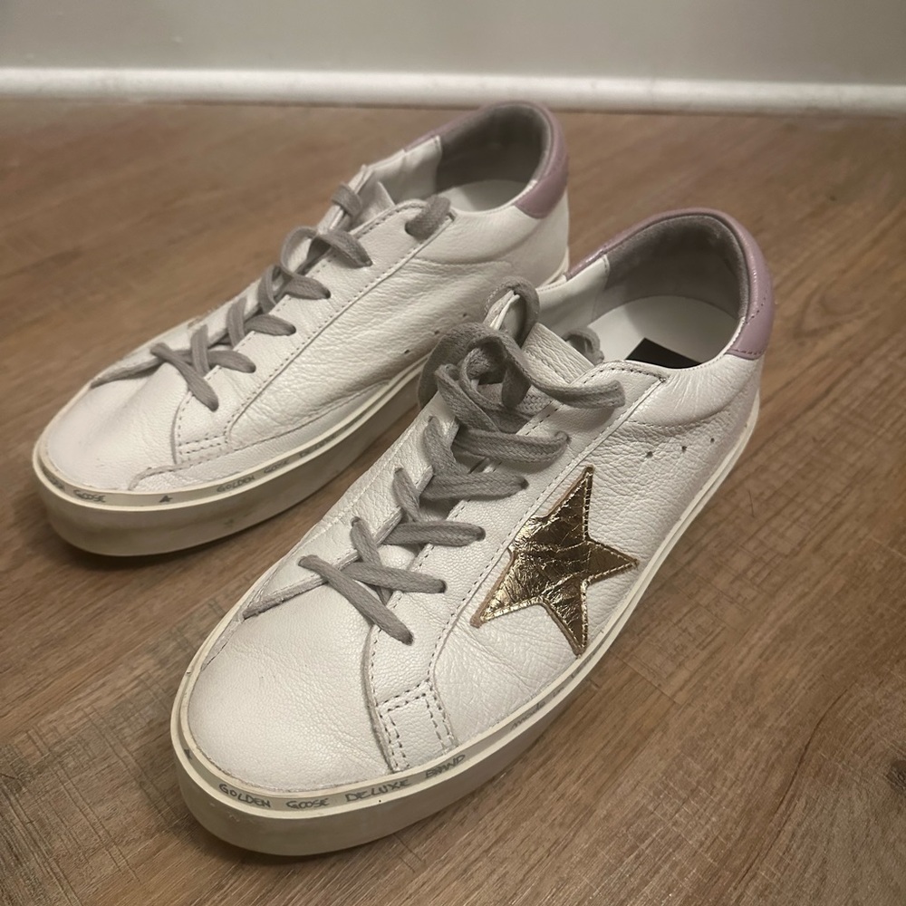 Stylish Women's White and Gold Sneakers